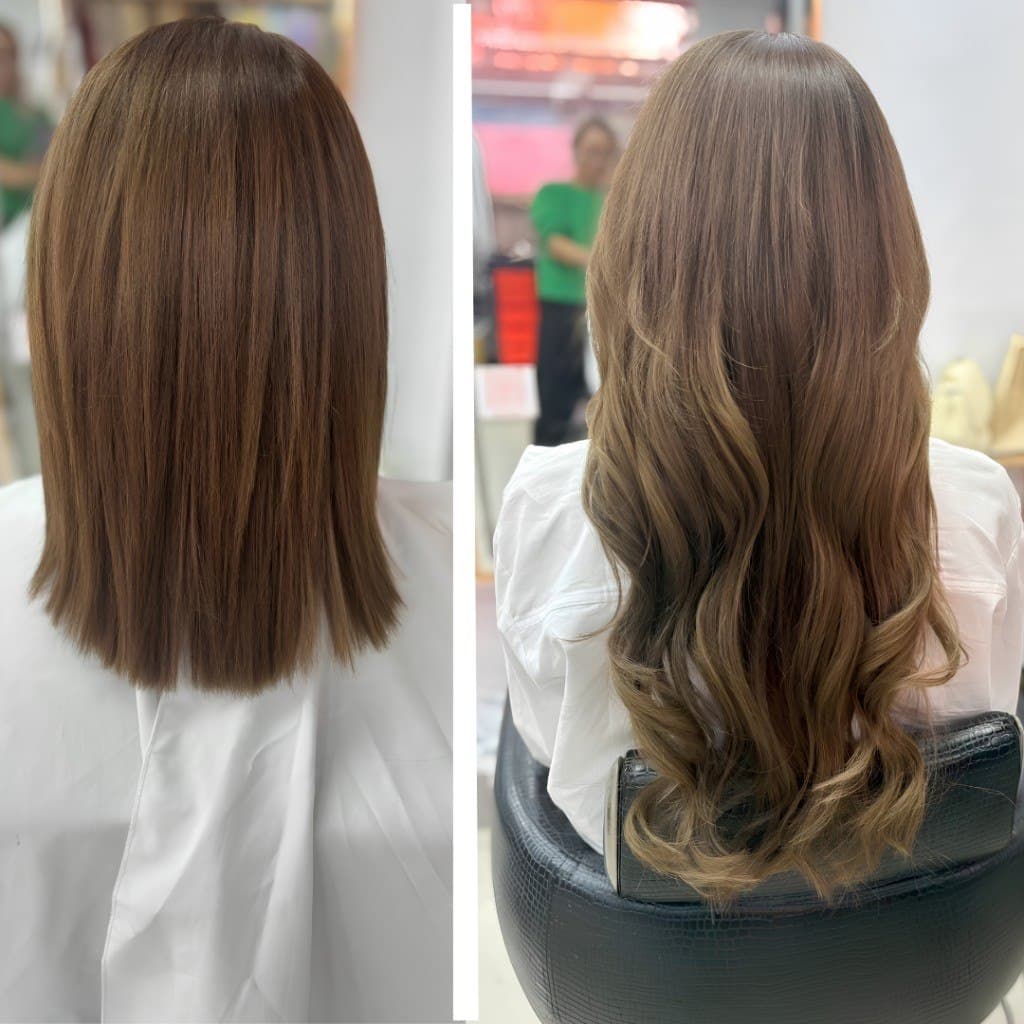 Hair extension before and after at House of Beauty Paradise Patong