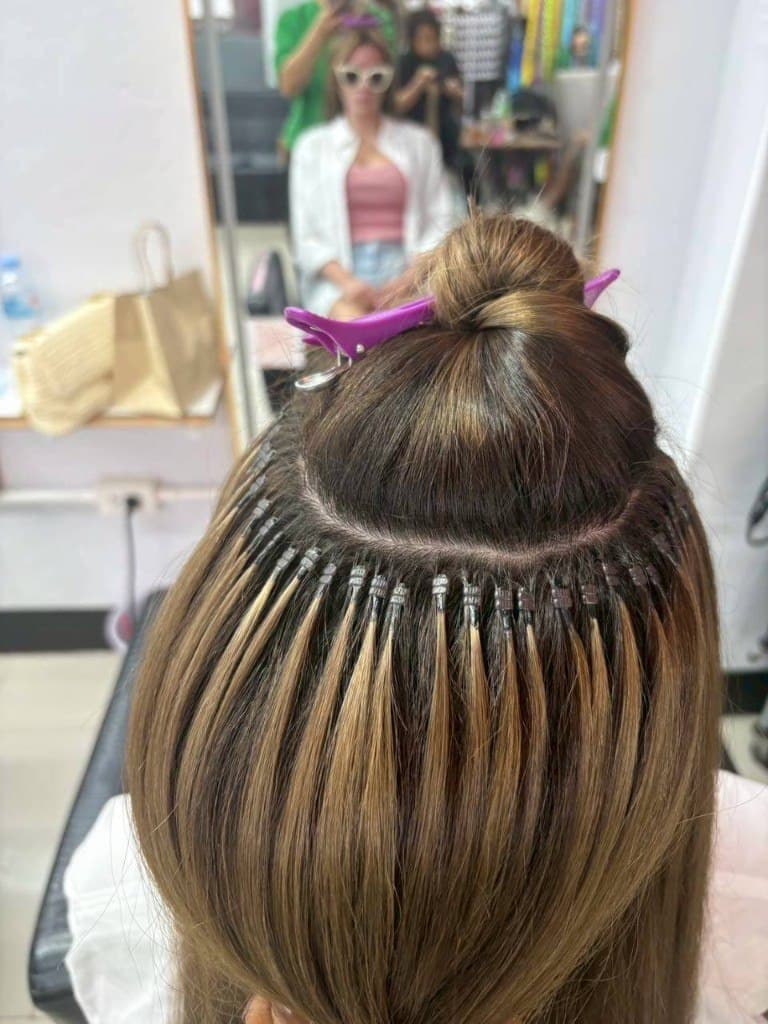 Straight brown hair styling at House of Beauty Phuket